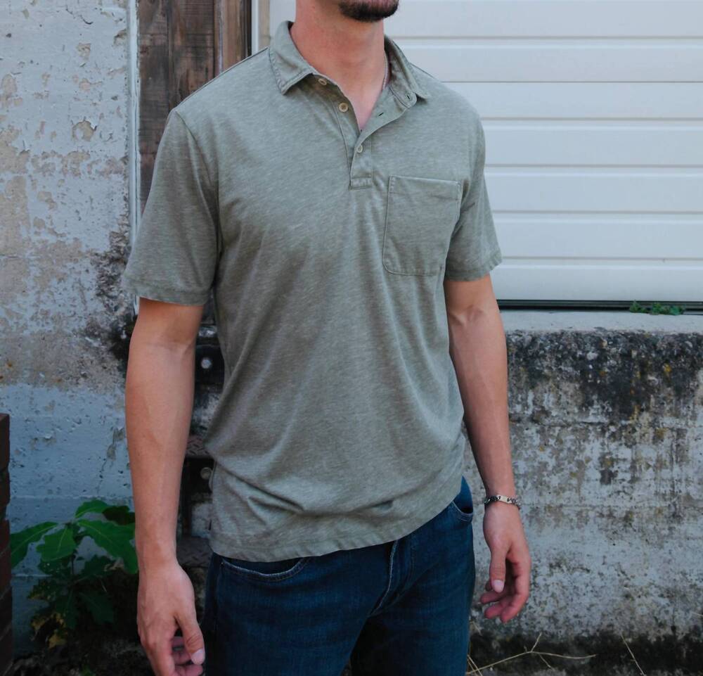 NEW TRUE GRIT short sleeve slit polo in bahama green